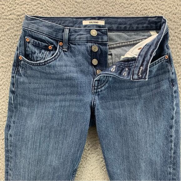 GRLFRND Tatum Cropped Straight Leg Frayed Raw Hem Button Fly Women's -  Size: 24 - Picture 7 of 16